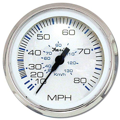 Faria Beede Instruments FARIA BEEDE 33819 Chesapeake Stainless Steel Speedometer (80 MPH) Pitot - 4, White, Black