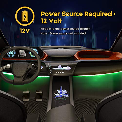 Tira de luces LED verde de 24 pulgadas para auto, pack de 4 miniatura 5
