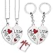 Liitata 2 Stück Schwester Halsketten Set und 2 Stück Schwester Schlüsselanhänger mit Herz anhänger Big Sis Little Sis Herzketten Schlüsselbund Set für Freundinnen Mädchen Geburtstags Geschenk Souvenir