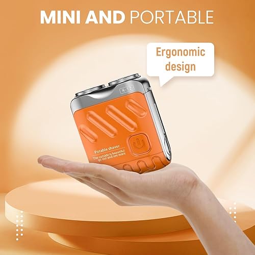 Miniatura 2 de Afeitadora eléctrica portátil de doble anillo, mini maquinilla de afeitar eléctrica giratoria de doble anillo para hombres, recargable por USB, un