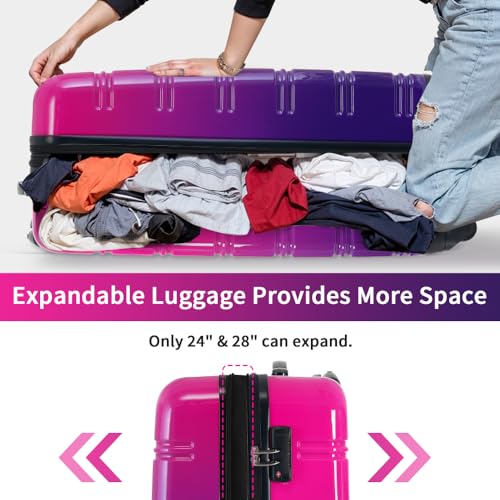 Hardside Spinner Luggage Set with TSA Lock - 3 Piece Suitcase Set (20" 24" 28")3