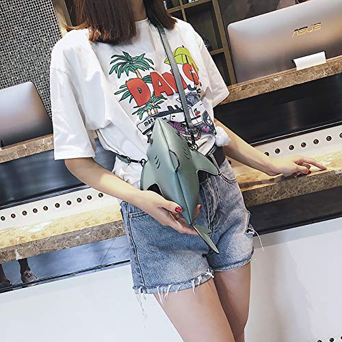 QZUnique Dinosaur Shark Shoulder Bag for Women 3D Animal Novelty Purse Zipper Crossbody Handbag Clutch Messenger Bag for Girl3