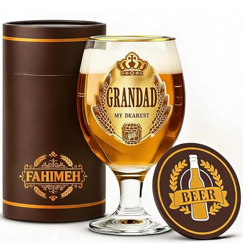 FAHIMEH Grandad Gifts Beer Glasses Presents for Fathers Day Birthday