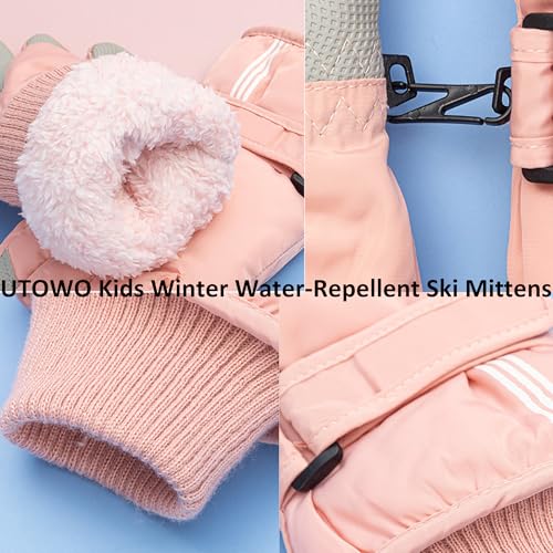 Image of UTOWO Kids Winter Cold Weather Ski Gloves Boy-Girl Warm Windproof Snow Gloves for Snowboarding Sledding Cycling Toddler 3-6T