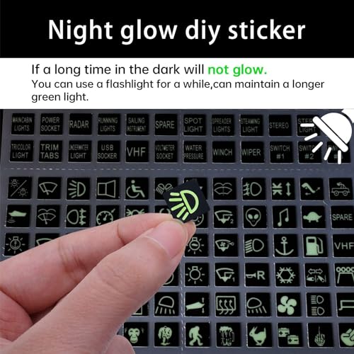 Image of 117 PCS Car Center Console Switch Button Luminous Sticker, PET Waterproof Wear-Resistant Night Safety Switch Sticker, AC Instrument Panel Button Decal, Universal for Cars (Fluorescence Green)