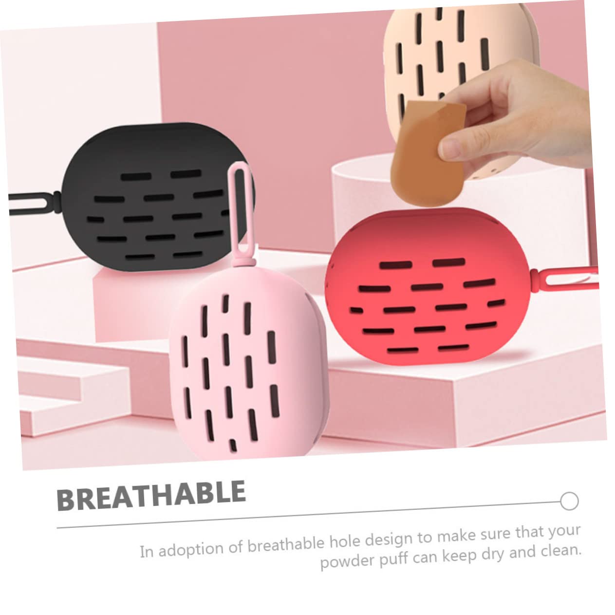 Ipetboom 5 Piezas soplo de polvo de belleza estuche de viaje para brochas de maquillaje sostenedor de la caja del soplo de maquillaje batidoras soporte de esponja de maquillaje cosmético