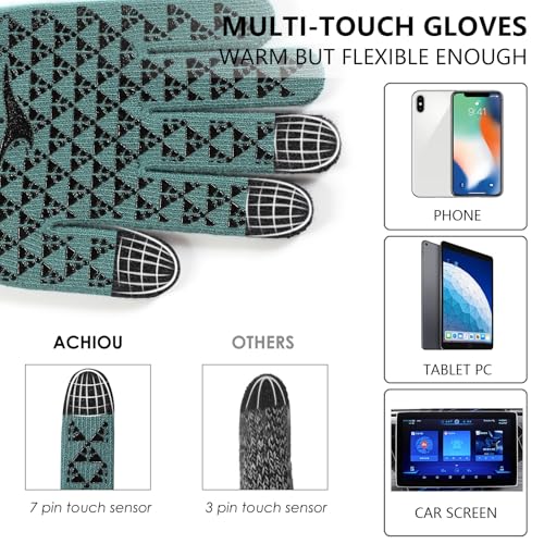 Image of Achiou Winter Gloves, Glove for Men Women, Upgraded Touch Screen Texting Warm Running with Thermal Soft Knit Lining