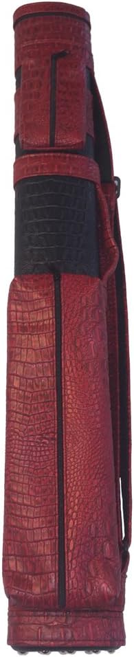Giuseppe 2 x 2 Pool Cue Custom Carry Case - Red and Black Croc 2 Butt 2 Shaft
