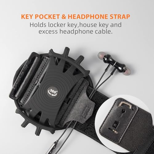 Loksengtech Wristband Phone Holder 360°Rotatable -Phone Armband Is Detachable -Running Phone Holder For 4''-6.5''Phones,For Sports,Exercise(Black)… thumb #5