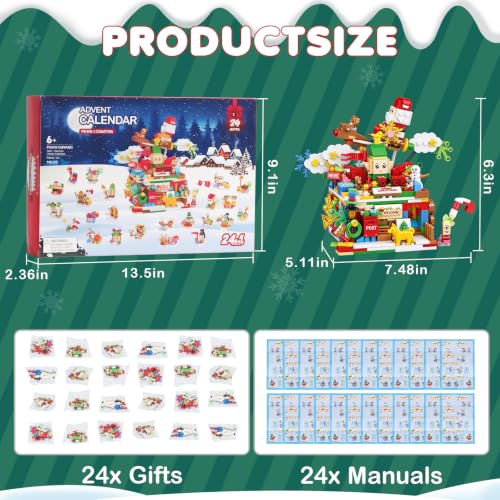 Advent Calendar 2026 Building Block Set Santa’s Workshop 24 Days of Surprise Figures Christmas Countdown Toy Gift for Kids Holiday Decorations - image 3