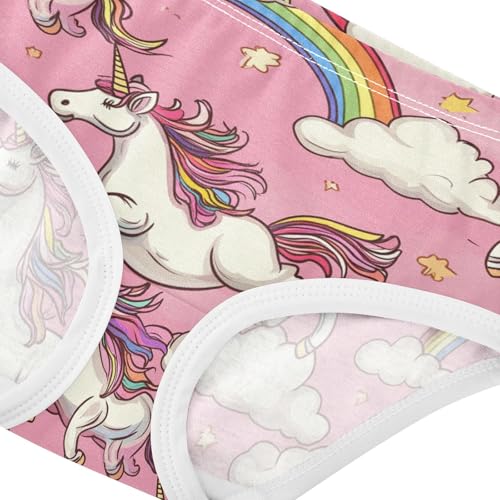 Wusikd Cute Unicorns Girls' Underwear Cotton Rainbows Pink Girls Briefs Soft Toddler Underwears 2T4