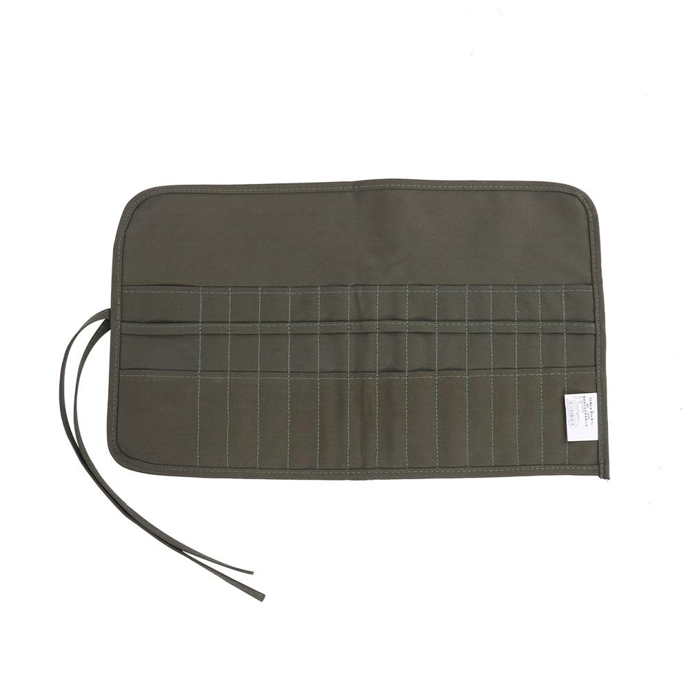 Walfront Olive 30 Slots Roll Up Paint Brush Bag Canvas Artist Roll Up Bag Holder Case Watercolor Oil Brushes Case