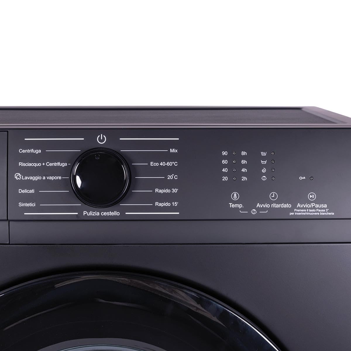 Lavatrice Slim 8 Kg Classe energetica A Profondità 45 cm Centrifuga 1200 giri con Funzione Vapore colore Nero - 4022359