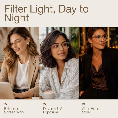 Image of miyya Blue Light Blocking Glasses for Women with Case, Anti Eyestrain UV Glare Computer, Gaming & Phone Eyeglasses