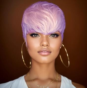 Short Pixie Haircut Synthetic Wig for Black Women - Short Hairstyle - Purple