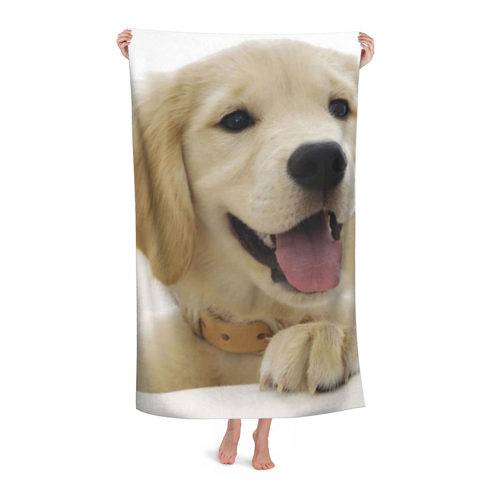 LSRCPD Golden Retriever Beach Towel Highly Absorbent Microfiber Beach Blanket Soft Bath Towels 80 x 130 cm