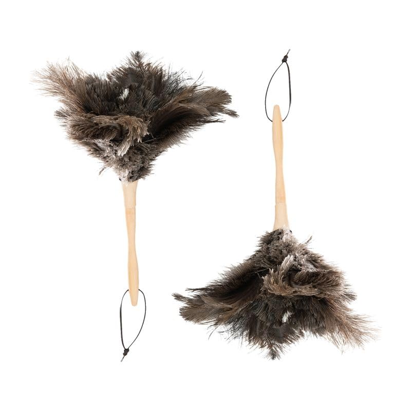 Image of Superio Ostrich Feather Duster Fluffy Dust Remover, with Wooden Handle Reusable for Cleaning Homes, Ceilings, and Furniture (3 Pack) (2 Pack)
