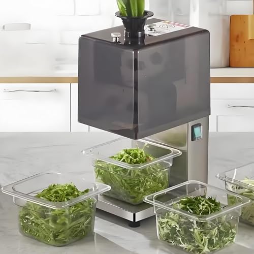 vnmudzeo Cortadora EléCtrica De Apio Y Verduras (90 Kg/H), con Puerto De AlimentacióN De 4.5 Cm, 700 RPM. Ralladora De Cebolletas De Acero Inoxidable para Brotes De Ajo Y Pimientos. 1.8mm