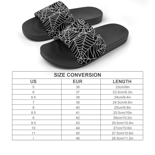 Black White Spider Web Halloween Womens Slide Sandals Non Slip Summer House Slippers for Girls Slip-on Flip Flops2