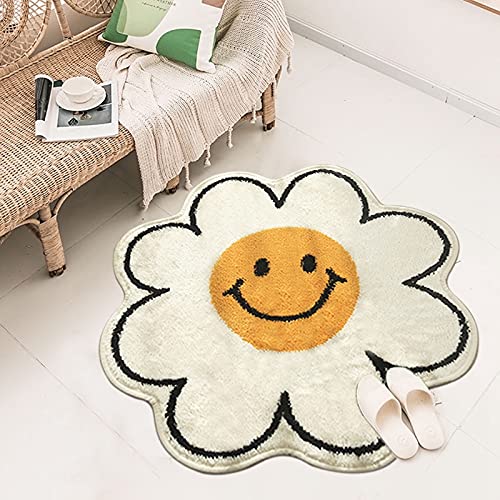 Tflycq Bloemenkleed Voor Woonkamer Nordic Smiley Bloementapijt Slaapkamer Nachtkastje Vloerkleden Pluche Vloermat Home Decor Antislip Badmat