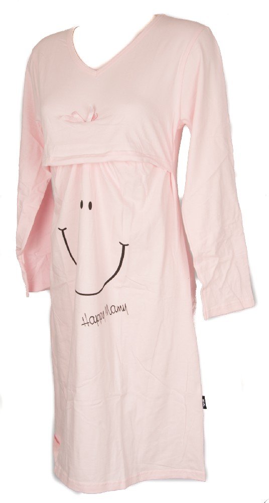 Happy People Camicia da Notte Donna Cotone Manica Lunga Scollo V per Allattamento 3261
