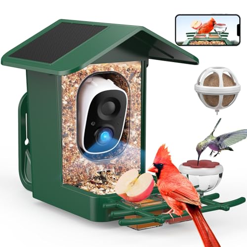 PeckCam® Bird Feeder with Camera Solar Powered, AI Identify & Auto Capture, 2K HD Live Video Smart Bird Feeder Camera Instant Notifications in Backyard, Gift for Bird Lovers