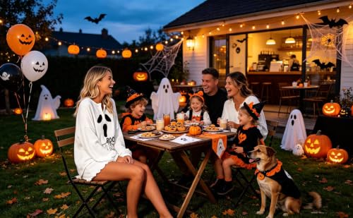 Image of Roshop Halloween Pajama Women's Pumpkin Matching Top & Shorts Loungewear Set