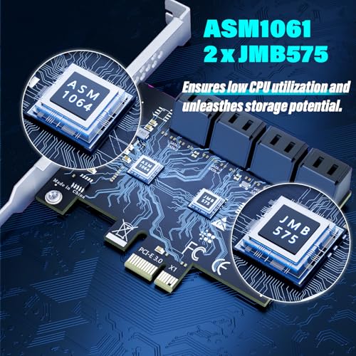 Image of 8-Port SATA Expansion Card (PCIe 3.0 x1 to 6Gbps SATA Card), Compatible with Windows /Mac /Linux /NAS