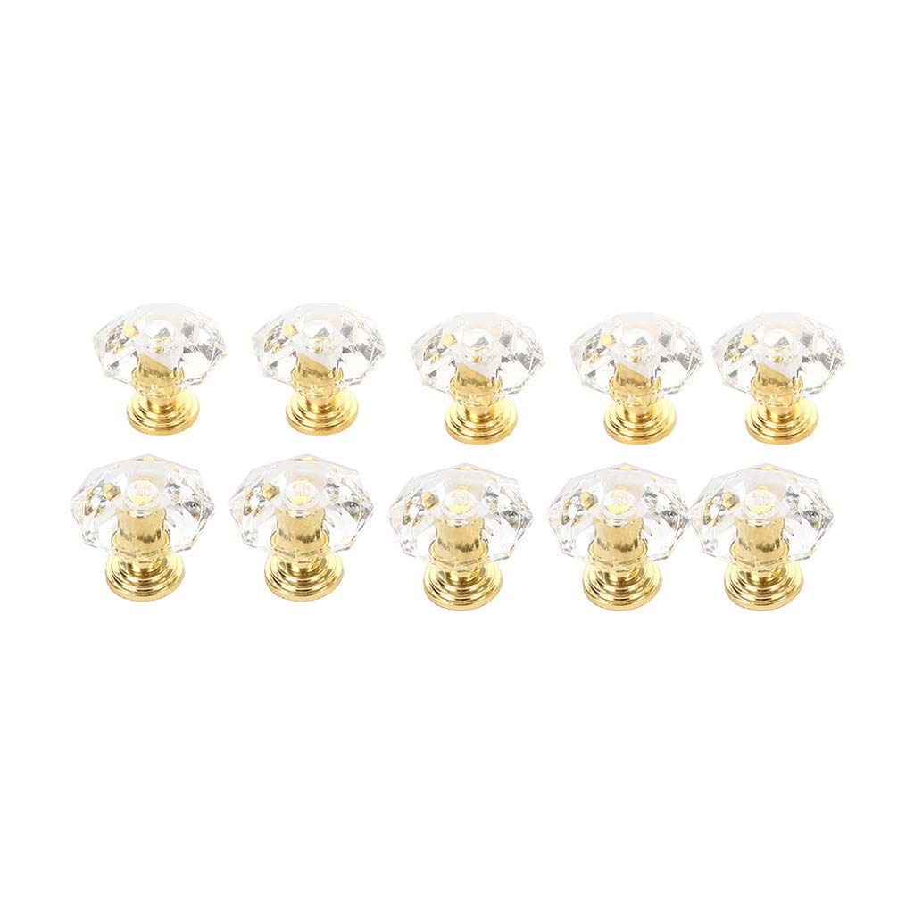 Boutons de cristal acrylique x10 pour poignée de placard et tiroir de meuble sans vis