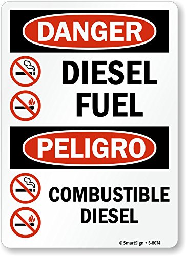 Panneau Danger Diesel Fuel Smartsign S-8074-PL-10 en plastique rigide