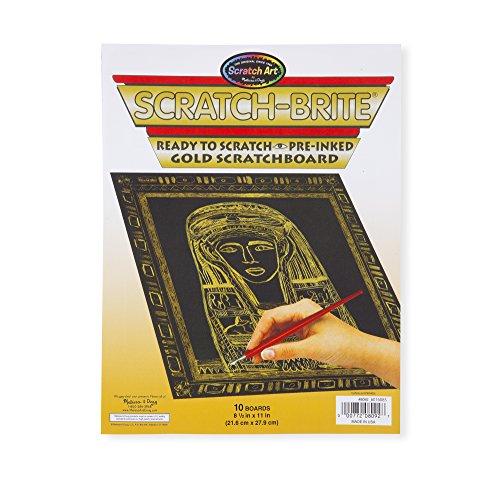 Melissa & Doug Scratch Art Scratchboard - 10-Pack, Shimmering Gold on Black Background