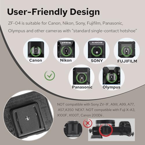 Zeniko ZF04 Lightweight On-Camera Flash,Mini Flash Speedlite, CCT 6500K±200K,372 Full-Power Flash Light with Universal Hot Shoe Mount Fit for Canon, Nikon, Sony, Fuji,Leica Cameras (Silver)