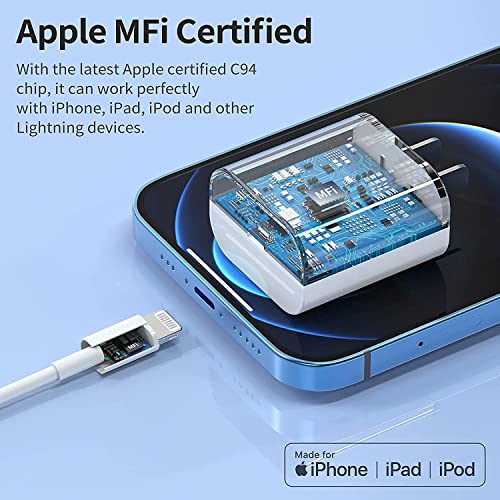 Image of 20W Original Charger Adapter Compatible with Apple iPhone 14 /14 Pro /14 Pro Max /14 Plus /13 /13Pro /12 /12 Pro / 11 / 11Pro with 1 Meter Data Cable C-Type PD2.0 Fast Adapter Charger with 6 Months Warranty