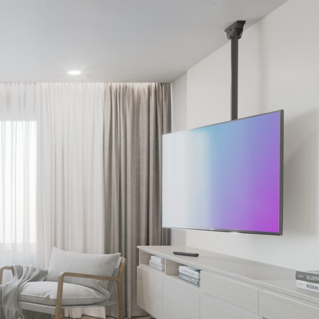 Hama 118655 Supporto per TV da soffitto, Nero