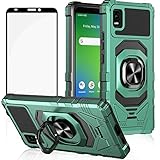Ailiber Phone Case for Cricket Vision Plus, Cricket Vision+ Case with Screen Protector, Ring Kickstand for Magnetic Car Mount, Heavy Duty Shockproof Protective Cover for Cricket Vision Plus-Green