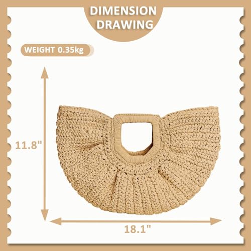 Bolso Rattan Semicircular Tejido para Mujer miniatura 4