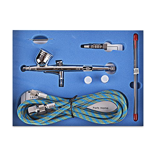 130K Airbrush Kit,Fy-Light Dual Action Air Brush Kit Spray Gun Air Hose with 0.2mm/0.3mm/0.5mm Needle for Complete Set for General-Purpose Art-and-Craft Projects Tattoo Makeup Nail Model-Railroad