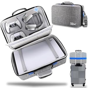Hard Shell PS5 Carrying Case, Protective PS5 Travel Case Compatible with Console Controller, Storage Bag for Playstation 5 Digital Edition, gaming Headset, Base and Game Accessories, Shockproof