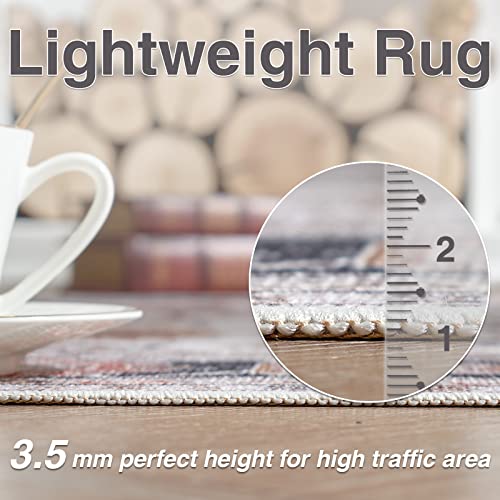 TOPICK Rug 90x150cm Entrance Door mat Vintage Taupe Grey Washable Rug Non Slip Lightweight Carept for Living Room Bedroom Bathroom - Image 2