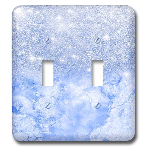 3dRose Trend Faux Blue Marble With Sparkling Glitter double toggle switch