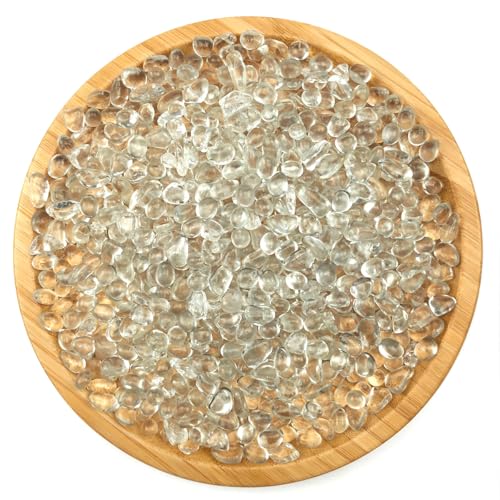 Image of 1 LB (460g) Tumbled Irregular Sea Glass Gemstone Chips, Clear | Crystal Clear, Premium Polished, Safe Non-Toxic Material, Ideal for DIY Crafts & Decorations