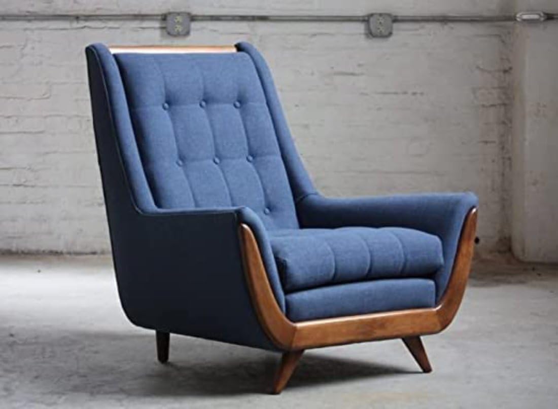 Furniture City Luxury Wing Chair - High Back Armchair for Living Room & Bedroom | Cushioned Lounge Chair - Single Seater (Blue)-image-7