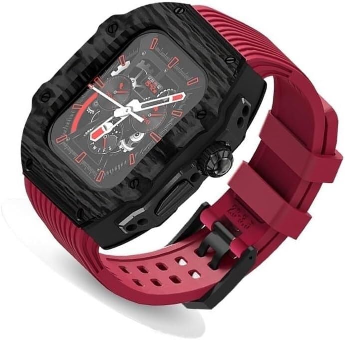 Kit Modification Carbon Apple Watch 49mm Bracelet Caoutchouc Agate