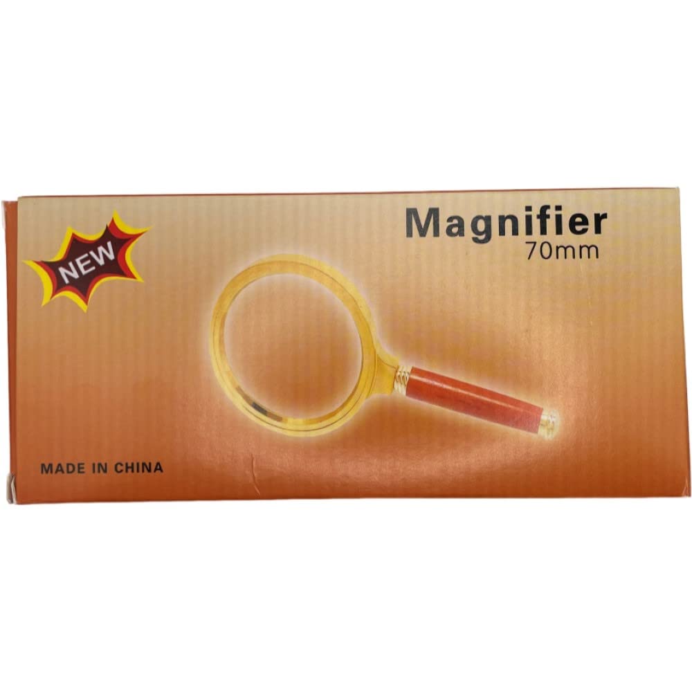 Multibao 70mm Wide Handheld Magnifier, Wooden Handle 15x Magnifying Glass for Home Learning, Reading, Fault Finding, Repair - Antique Magnifying Lens