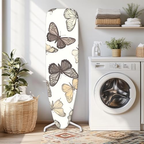 Image of Ironing Board Cover 15x54 Inch- Standard Cotton Cover with Strong Elastic Edge & Stain Resistant Surface (Butterflies, 15 inch x 54 inch)