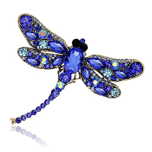 Broche De Cristal En Forma De Animal, Conjunto De Broche De Mujer, Broches De Animales, Libélula Broche para Mujeres Niñas Regalo De Cumpleaños Suministros De Fiesta (Azul) Cover