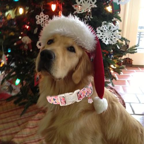 Image of Christmas Dog Collar, Pink Christmas Tree for Dogs, Adjustable Pet Collar with Cute Xmas Tree Pendant, Festive Winter Dog Accessories for Small Medium Large Dogs XS