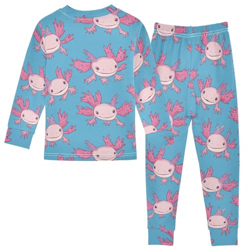 Fustylead Cute Cartoon Pink Axolotl Cotton Pajamas, Snug Fit Long Sleeve Soft Sleepwear Pjs2