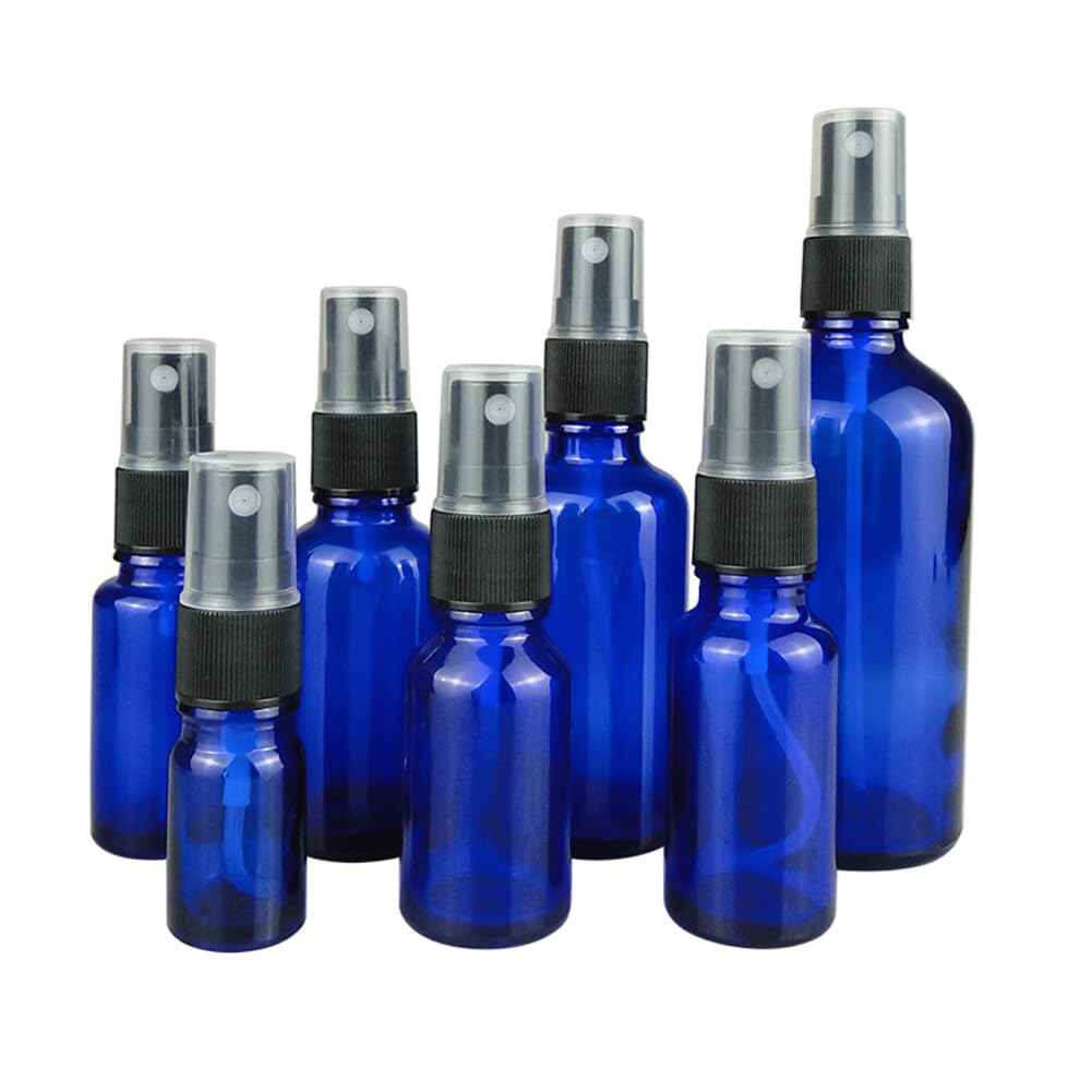 20 flaconi spray in vetro da 100 ml, piccoli flaconi spray ricaricabili, riutilizzabili, blu vuoto, nebulizzatore, nebulizzatore da viaggio, per oli essenziali, cosmetici liquidi da viaggio, pulizia