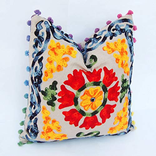 Broderie à la main Suzani housse de coussin indienne 50cm - 5